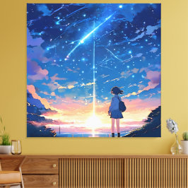 Constellatie met vallende sterren canvas afdruk