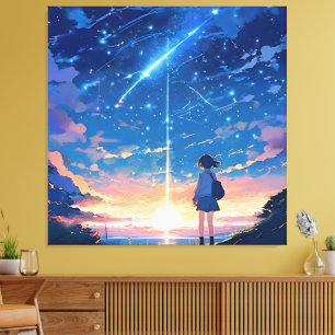 Constellatie met vallende sterren canvas afdruk