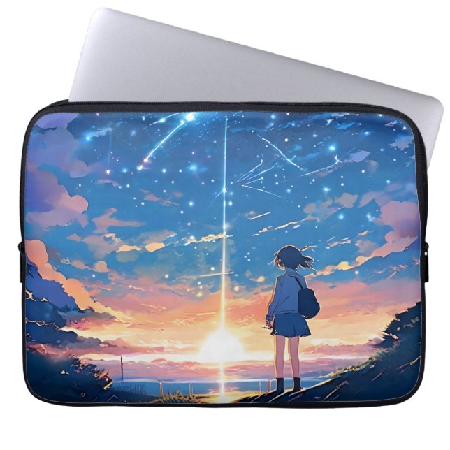 Constellatie met vallende sterren laptop sleeve (Voorkant)