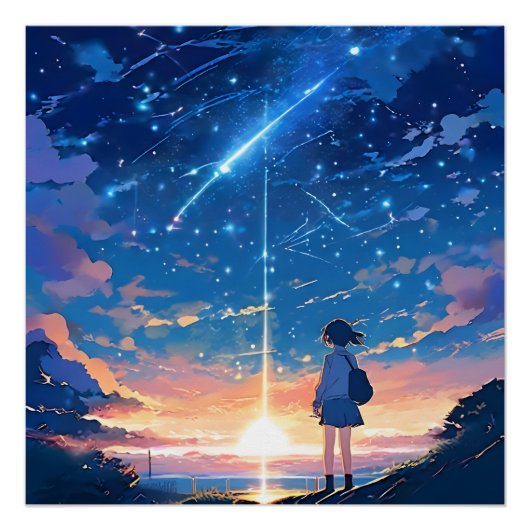 Constellatie met vallende sterren perfect poster (Voorkant)