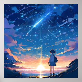 Constellatie met vallende sterren poster