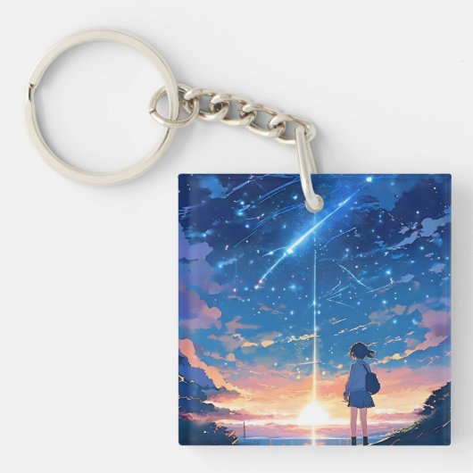 Constellatie met vallende sterren sleutelhanger (voorkant)