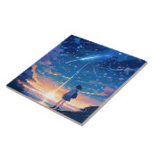 Constellatie met vallende sterren tegeltje (Zijkant)