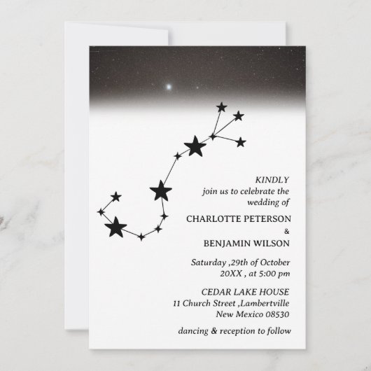 Constellatie Sterrennacht Hemels Huwelijk Kaart (Voorkant)