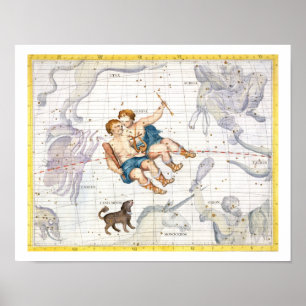 Constellatie van Gemini met Canis Minor, bord 13 Poster