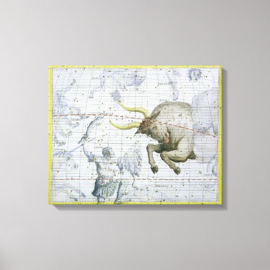 Constellatie van Taurus, bord 2 van 'Atlas Coele' Canvas Afdruk (Voorkant)