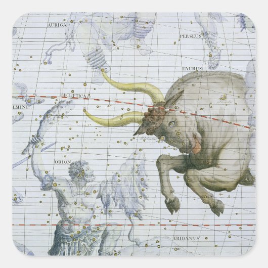 Constellatie van Taurus, bord 2 van 'Atlas Coele' Vierkante Sticker (Voorkant)