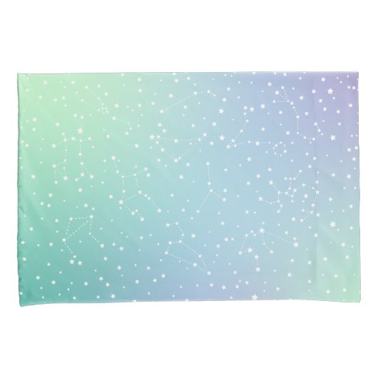 Constellaties Groene Paarse Gradiënt Sterren Kussensloop (Voorkant-Rechts)