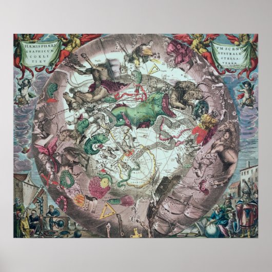 Constellaties van het zuidelijk halfrond poster (Voorkant)