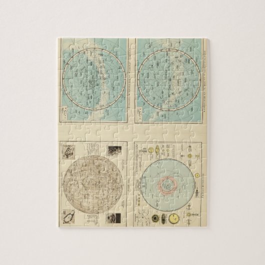 Constellaties, zonnestelsel, maan legpuzzel (Verticaal)