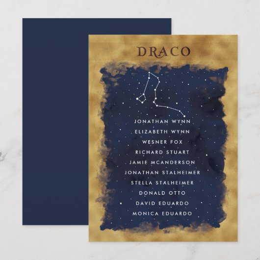 Constellation Celestial Zitkaart Kaart DRACO (Voorkant / Achterkant)