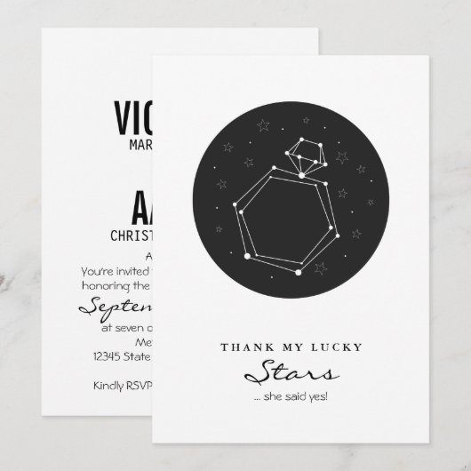 Constellation Engagement Party Invitation Kaart (Voorkant / Achterkant)