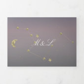 Constellation Gold Faux Folie Ombre Sky Wedding Drieluik Uitnodiging (Cover)