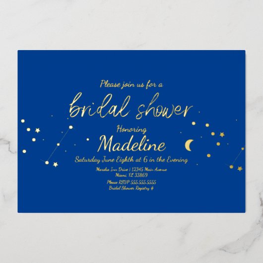 Constellation Gold Wedding Folie Uitnodiging (Voorkant)