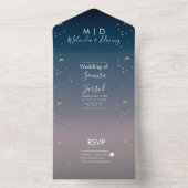 Constellation Goud Sky Ombre Bruiloft All In One Uitnodiging (Binnen)