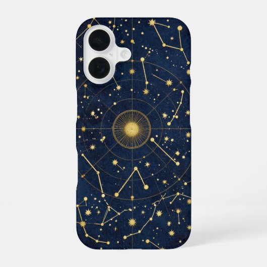 Constellation Map Gold Celestial Case iPhone 16 Hoesje (Achterkant)
