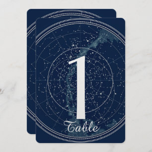 Constellation night Sky Wedding Table Number Kaart