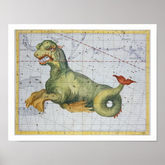 Constellation of Cetus the Whale, uit 'Atlas Coel' Poster (Voorkant)