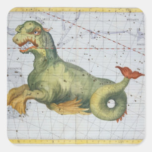 Constellation of Cetus the Whale, uit 'Atlas Coel' Vierkante Sticker