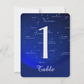Constellation on Blue Wedding Table Number Kaart (Achterkant)