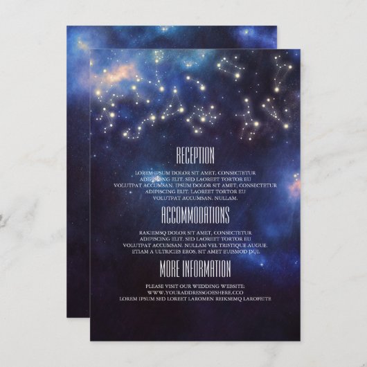 Constellation Wedding Informatie Gast Informatiekaartje (Voorkant / Achterkant)