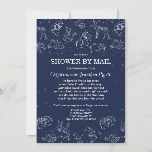 Constellations Baby shower per post Lange afstand Kaart (Voorkant)
