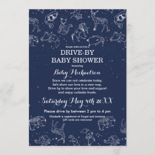 Constellations drive by Baby shower Kaart