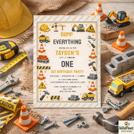 Constructie 1e Verjaardag | Bouwtruck Feestje Kaart