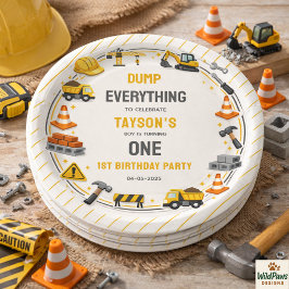 Constructie 1e Verjaardag | Bouwtruck Feestje Papieren Bordje