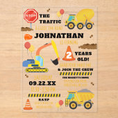 Constructie 2e verjaardag acryl uitnodigingen (Voorkant)