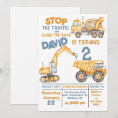 Constructie 2e verjaardag Dump Truck Party Kaart (Voorkant / Achterkant)