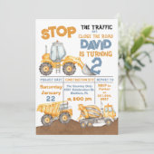 Constructie 2e verjaardag Dump Truck Party Kaart (Staand voorkant)