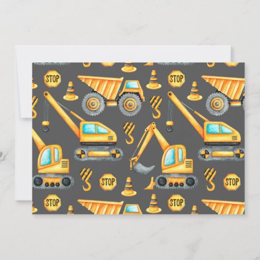 Constructie 2e verjaardag foto Dump Truck Digger Kaart (Achterkant)