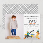 Constructie 2e verjaardagsfeestje, dinosaurus them kaart (Voorkant / Achterkant)