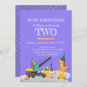 Constructie 2e verjaardagsfeestje, dinosaurus them kaart (Voorkant / Achterkant)