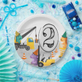 Constructie 2e verjaardagsfeestje, dinosaurus them papieren bordje (Feest)