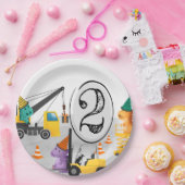 Constructie 2e verjaardagsfeestje, dinosaurus them papieren bordje (Feest)