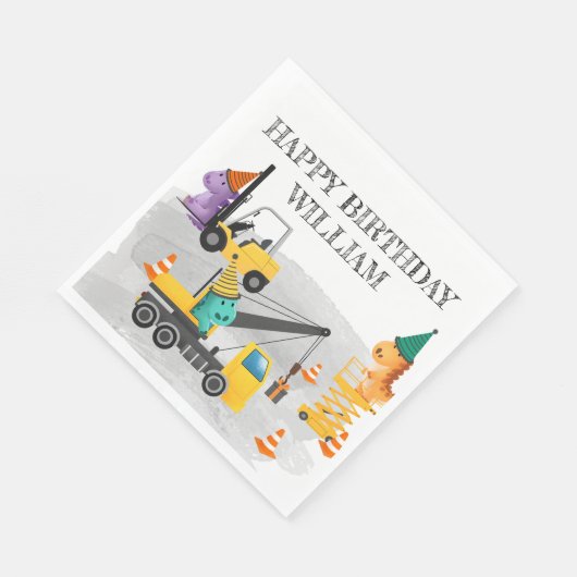 Constructie 2e verjaardagsfeestje, dinosaurus them servet (Hoek)