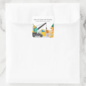 Constructie 2e verjaardagsfeestje, dinosaurus them vierkante sticker (Tas)