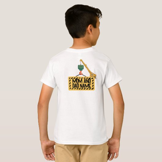 Constructie 3e verjaardag uitnodiging template | E T-shirt (Achterkant volledig)