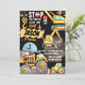 Constructie 3e Verjaardagspartij Dump Truck Digger Kaart (Staand voorkant)