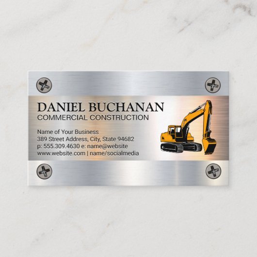 Constructie aardmeubelvoertuig | Metaalschroeven Visitekaartje (Voorkant)