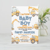 Constructie Baby Jongen Dump Truck Party Kaart (Staand voorkant)