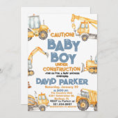 Constructie Baby Jongen Dump Truck Party Kaart (Voorkant / Achterkant)