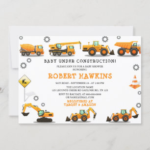 Constructie Baby Shower Uitnodiging