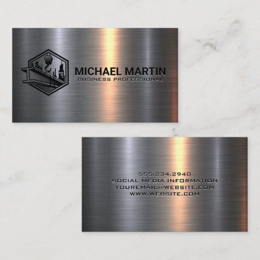 Constructie Balk en Lier | Metaal Visitekaartje (Voorkant / Achterkant)