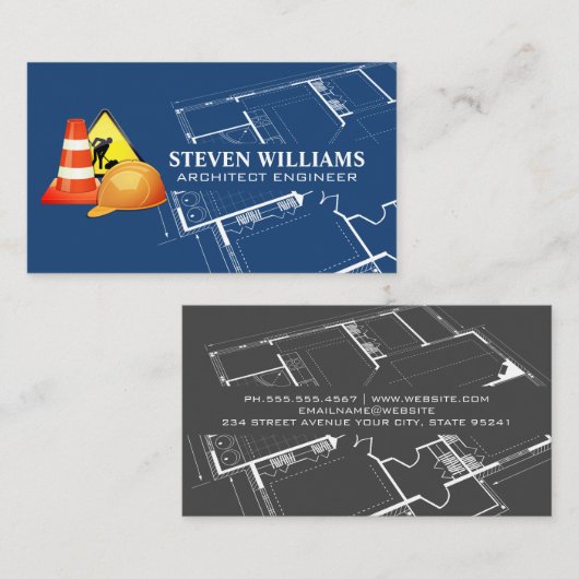 Constructie | Blueprint  Visitekaartje (Voorkant / Achterkant)