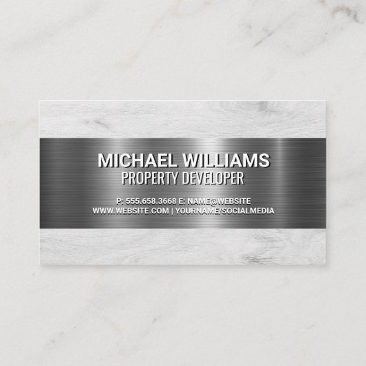 Constructie Bouw Logo | Houten Achtergrond Visitekaartje (Achterkant)