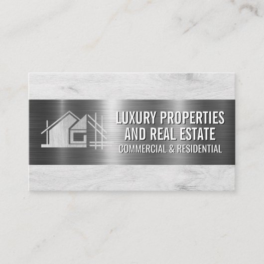 Constructie Bouw Logo | Houten Achtergrond Visitekaartje (Voorkant)