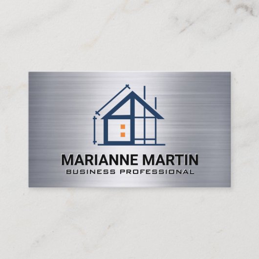 Constructie Bouw Logo | Metaal | Aannemer  Visitekaartje (Voorkant)